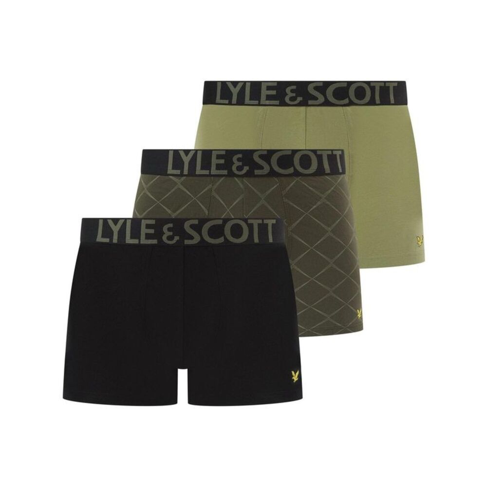Lyle & Scott Mens Lucian Boxer Shorts (Pack of 3) / Green/Black